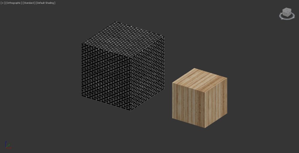 Two differently sized UVW Box Mappings in 3ds Max