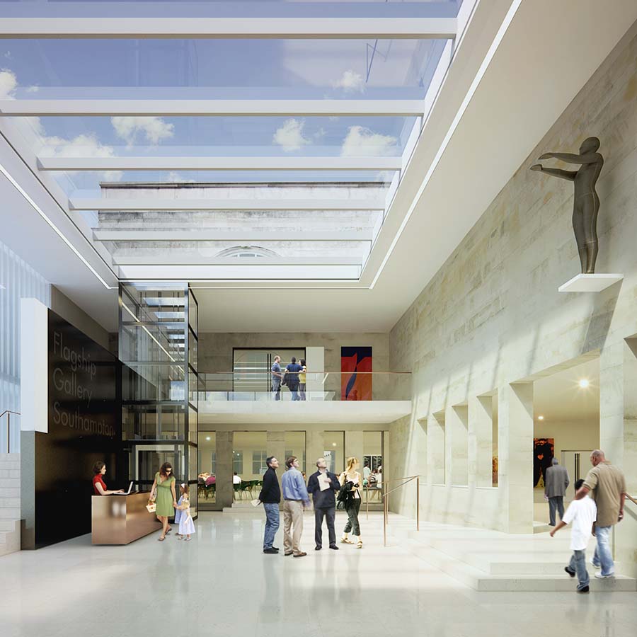 interior view of refurbished gallery space in heritage building in Southampton
