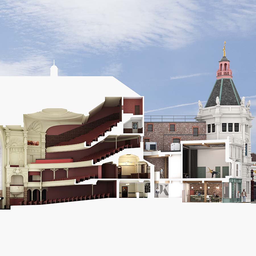 CGI of section cut through Kings Theatre in Portsmouth