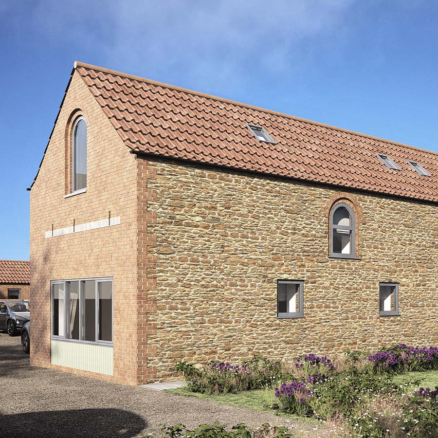 CGI of refurbished barn conversion in Lincolnshire