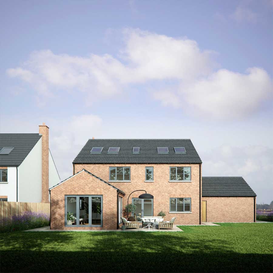 CGI of rear of new build house in Lincolnshire