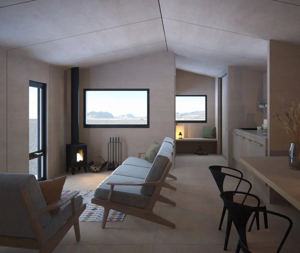 Interior CGI of Contemporary Frey Max Cabin